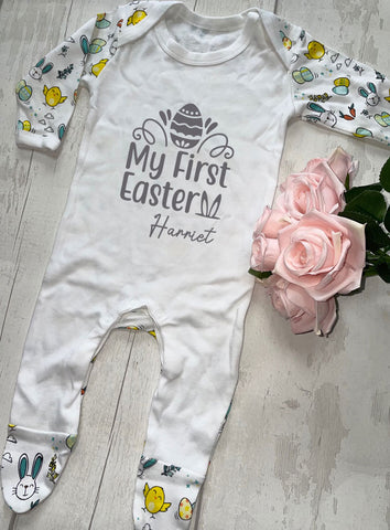 Personalised First Easter Baby Sleepsuit