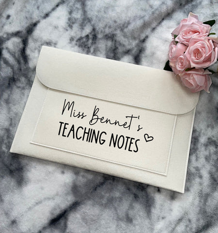 Personalised Teacher Notes Felt Folder