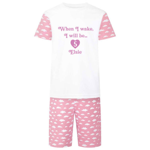 Personalised When I Wake Short Sleeve Girls' Pyjamas