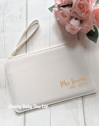 Mrs Personalised Est. Clutch Bag