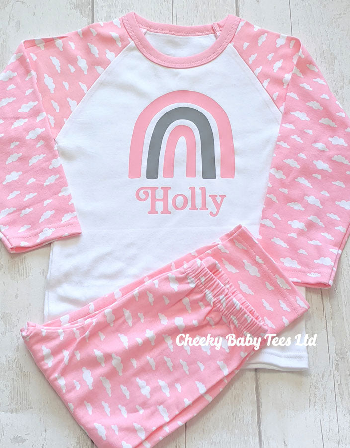 Personalised Rainbow Kids Pyjamas CheekyBabyTees Ltd