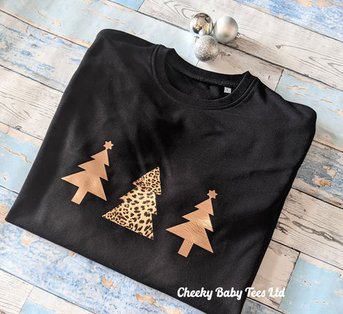 Rose Gold Leopard Christmas Tree Sweater