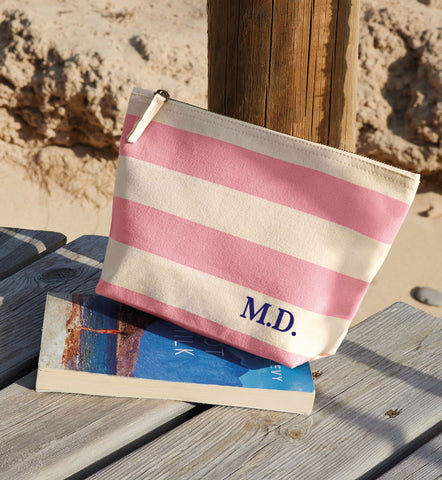 Personalised Striped Initials MakeUp Bag