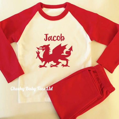 Personalised Welsh Dragon Children's Pyjamas