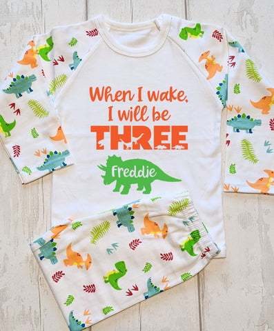 Personalised When I Wake Dinosaur Pyjamas