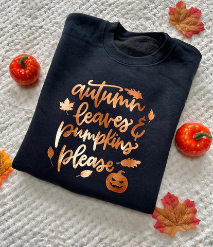 Autumn Leaves & Pumpkins Please Kids' Sweatshirt