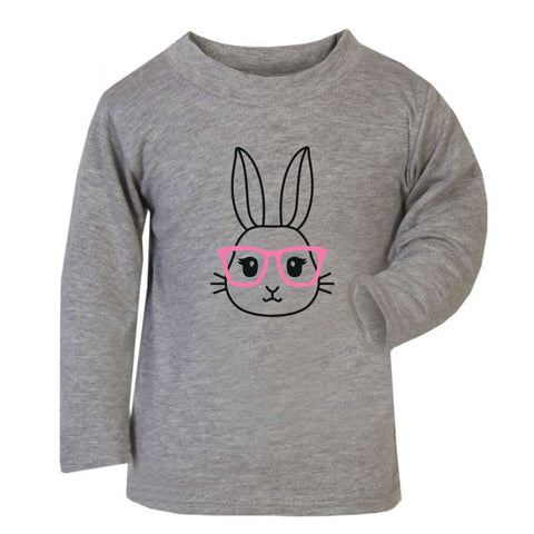 Bunny with Glasses Long Sleeved Kids' T-Shirt