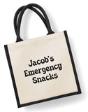 Personalised Emergency Snacks Jute Bag