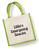 Personalised Emergency Snacks Jute Bag