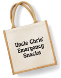 Personalised Emergency Snacks Jute Bag