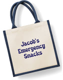 Personalised Emergency Snacks Jute Bag