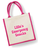 Personalised Emergency Snacks Jute Bag