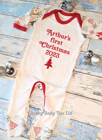 Baby's 1st Christmas Sleepsuit (Patterned)