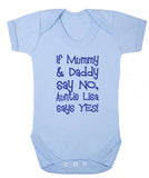 Personalised Auntie Says Yes Babygrow