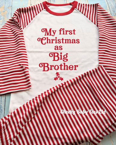 First Christmas as Big Brother Pyjamas Striped