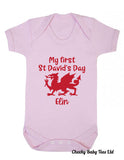 First St David's Day Personalised Babygrow