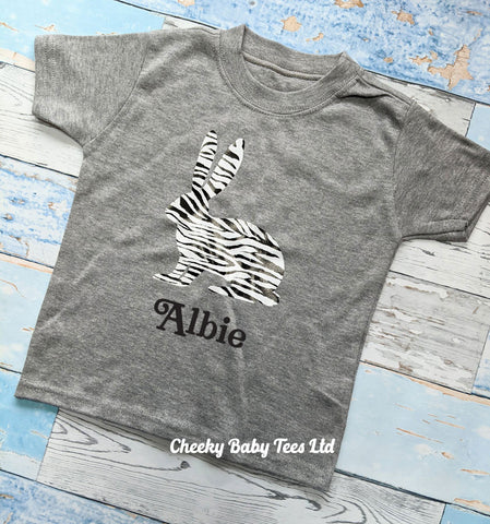 Zebra Print Easter Bunny T Shirt