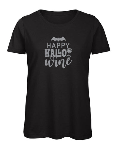 Happy Hallo Wine Women's Halloween T Shirt