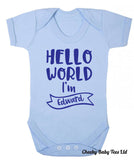 Hello World I'm Personalised Baby Grow