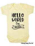 Hello World I'm Personalised Baby Grow