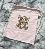 Leopard Print Initial Canvas PE Bag