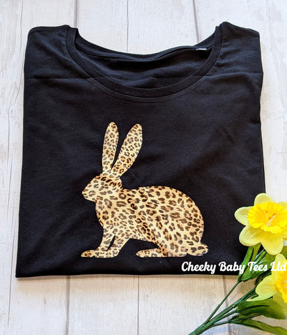 Leopard Print Bunny Rabbit Women's T Shirt