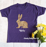 Personalised Leopard Print Bunny T Shirt