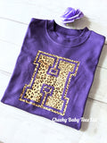 Leopard Print Initial Kids' T Shirt