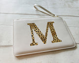 Leopard Print Initial Clutch Bag