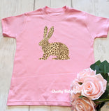 Personalised Leopard Print Bunny T Shirt