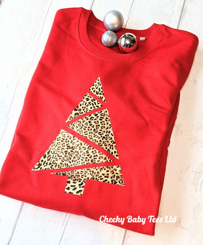 Leopard Print Christmas Tree Ladies' Sweatshirt