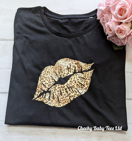 Leopard Print Lips Women's T Shirt