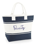 Personalised Name Navy Beach Bag