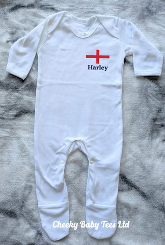 England Flag Baby Sleepsuit
