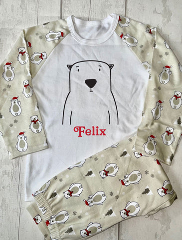 Personalised Polar Bear Christmas Pyjamas