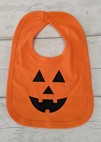 Pumpkin Face Halloween Bib