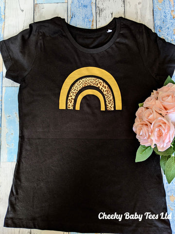 Rainbow Leopard Print Ladies' T Shirt