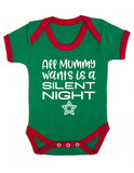 Silent Night Funny Christmas Baby Grow