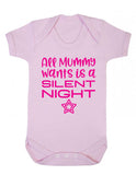 Silent Night Funny Christmas Baby Grow