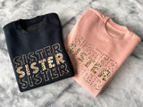 Sister Stacked Leopard Print Girls' Sweatshirt