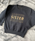 Sister Stacked Leopard Print Girls' Sweatshirt