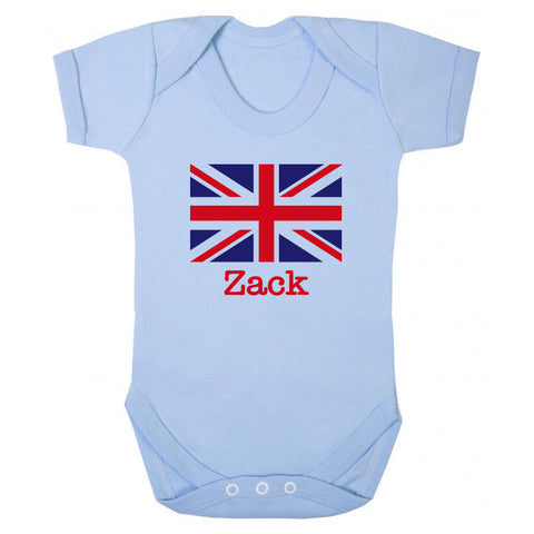 Personalised Union Jack Baby Grow – CheekyBabyTees Ltd