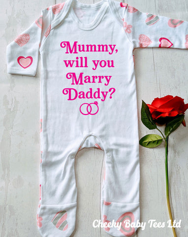 Will You Marry Daddy Baby Sleepsuit