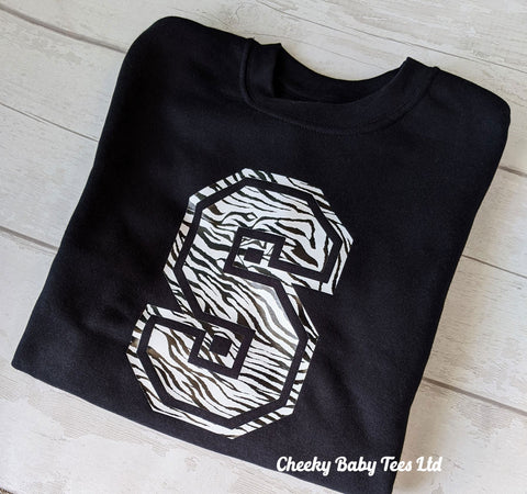 Personalised Zebra Print Initial Kids' Sweatshirt